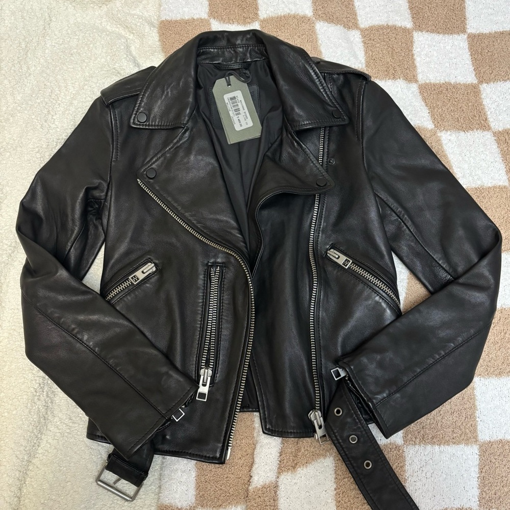 AllSaints Balfern leather jacket in black